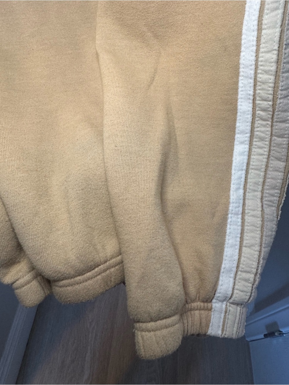 Aviator Nation 5 Stripe Sweatpants in a Sand Tan color - Picture 5 of 7
